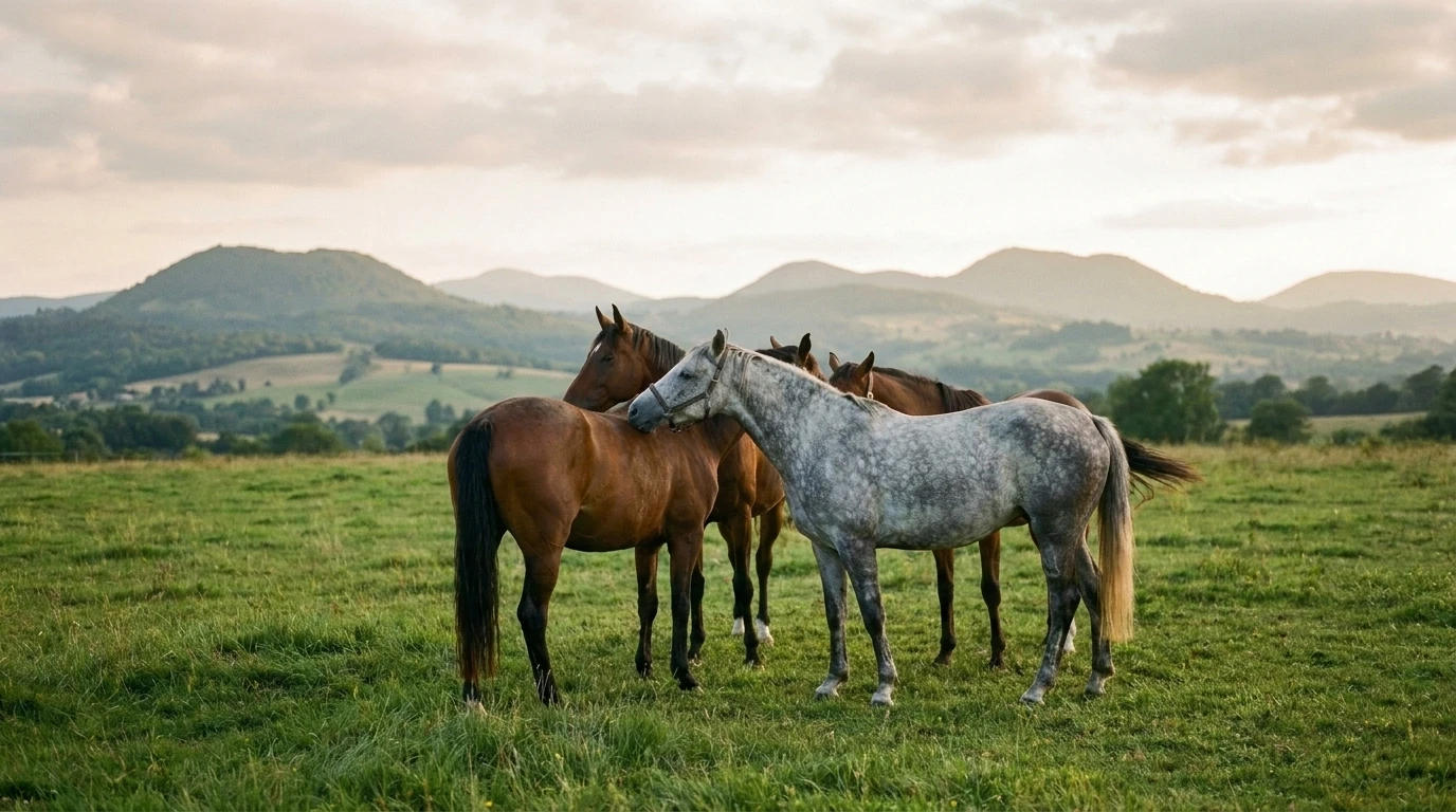 Les chevaux du Les crins du meygal en liberté, Haute-Loire